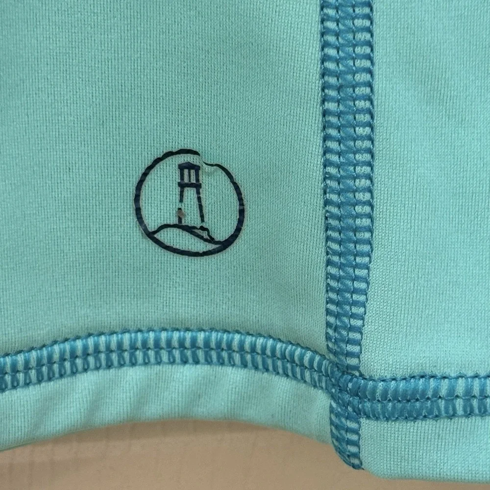 Lands End Two Tone Teal Rash guard with Rainbow Dolphin Swim Shirt  Kids Large